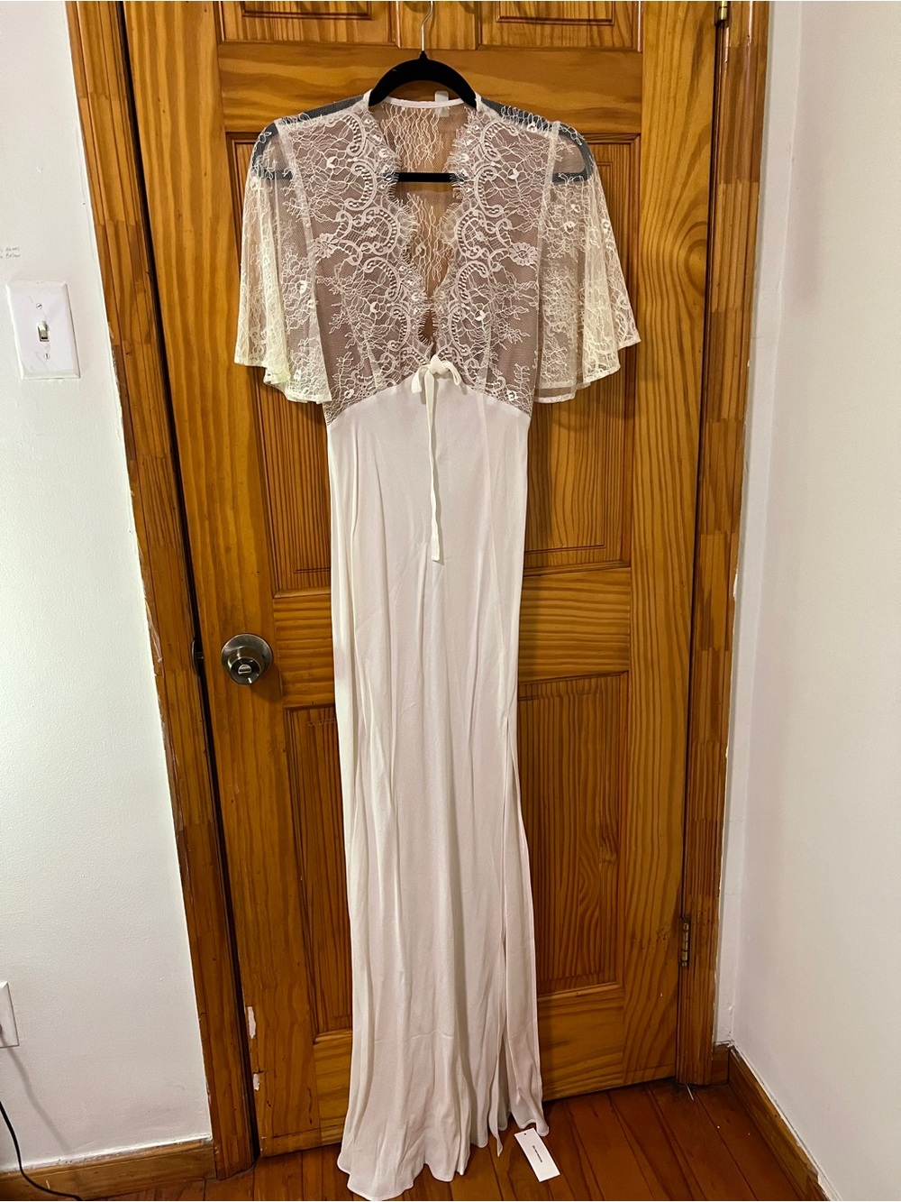 Rumored White Lace Backless Maxi Dress